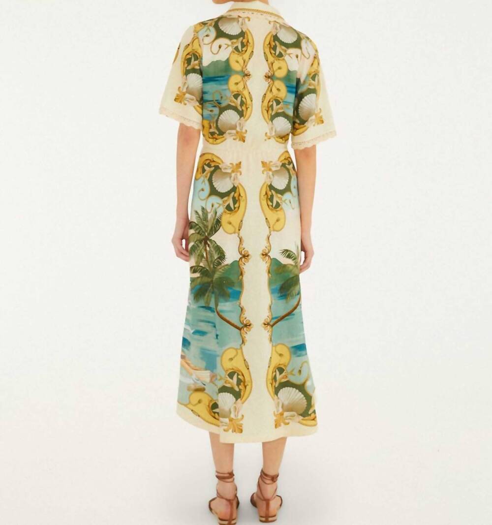 NEW FARM RIO royal sea collared midi dress in off-white - Picture 3 of 3